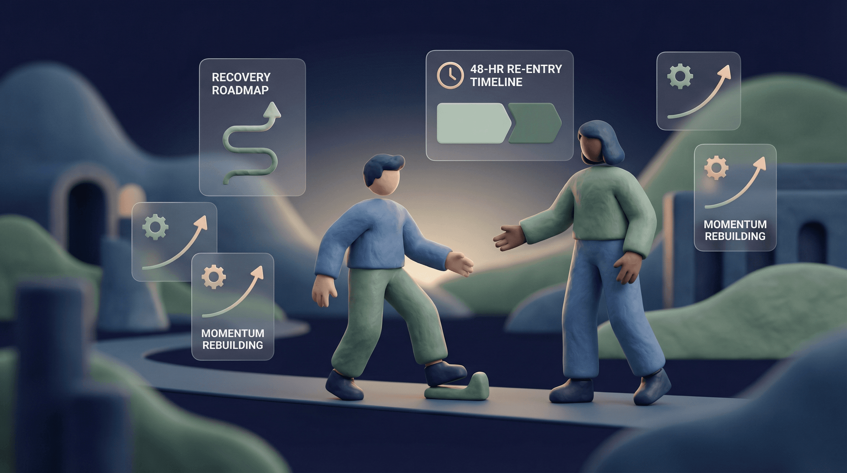 Person rebuilding momentum with accountability support